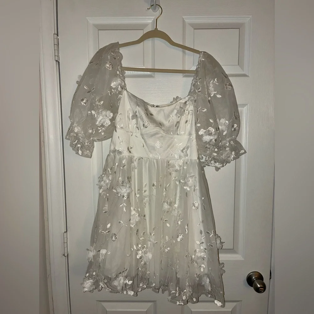 I've Got Sunshine Ruffle Strap Mini Dress Embellished White - Picture 4 of 9